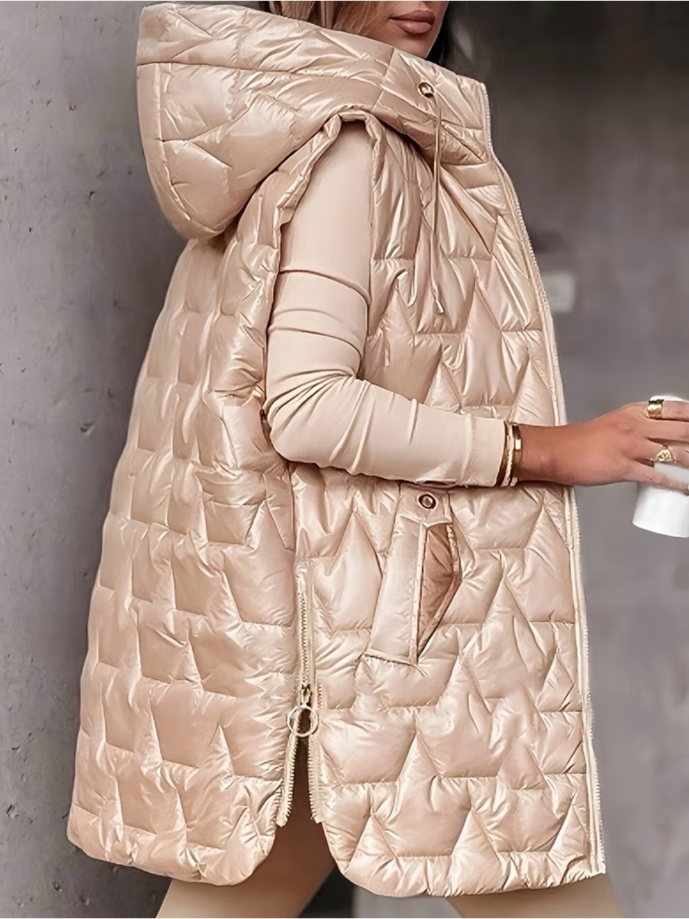 New Quilted Hooded Puffer Vest Med